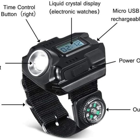 Tactical Wrist Light Flashlight Portable Rechargeable1 Pack(Any Color) - Picture 3 of 11